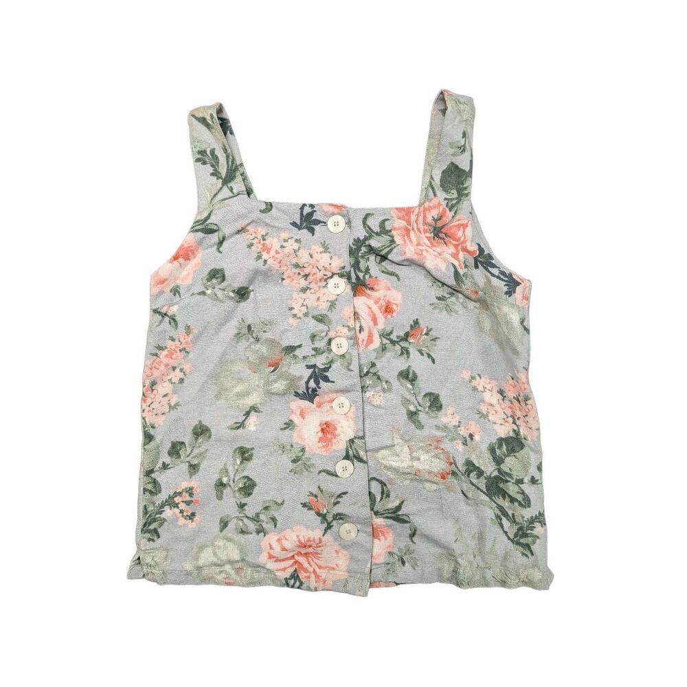 Mango Causal Women's Blue with Roses Summer Top Size M